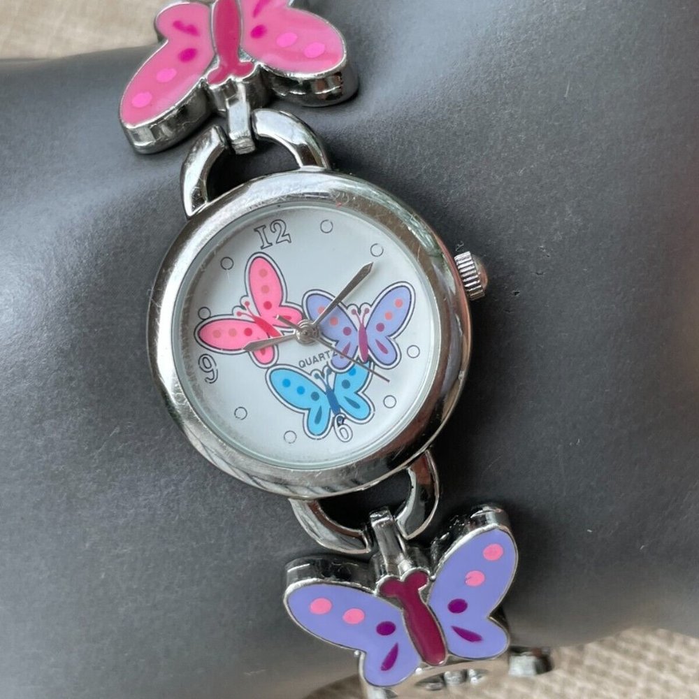 Accutime Women Wrist Watch Butterfly Analogs Quartz Ladies Watch Multi Color - Picture 4 of 11